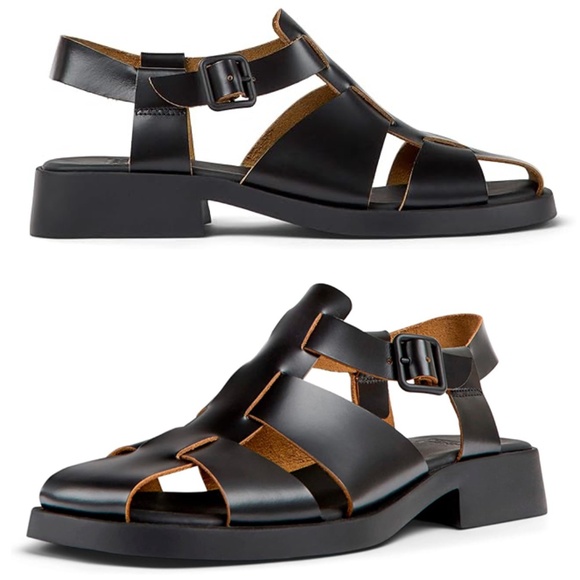 CAMPER Dana women's black leather fisherman sandals size EU 41 / US 10 - Picture 1 of 13